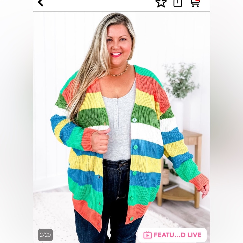 *BRAND NEW* BIBI Color block long sleeve cardigan. Size Large